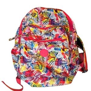 Kipling Treasure Seeker Go Seoul Large 17” Laptop Backpack School Graffiti Pink